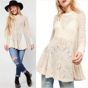 Free People  Women's Coffee In The Morning Lace Tunic Top